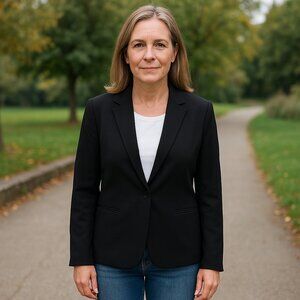 DVF Diane Von Furstenberg Single Button Black Lapel Blazer Sz 8